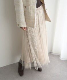 YECCA VECCA スパンコール×チュールスカート