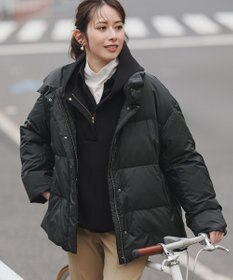 23区 【Oggi掲載】シレータフタ ハイネック ショート ダウンコート ブラック系