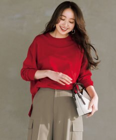 UNFILO マイビューティニット ワイドクルーネック レッド