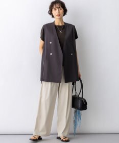 23区 【先行予約】ライトシアーマットクロス ノーカラー ジレ