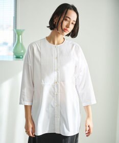 #Newans 【洗濯機可能/シワになりにくい】〈お腹・腰回りをカバー〉ピンタックデザインスクエアブラウス