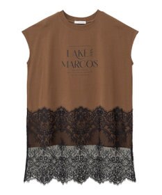 Green Parks フレンチスリーブ裾レースロゴチュニック