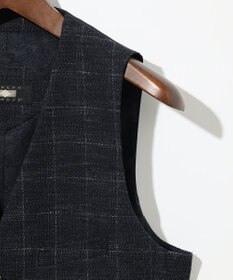 JOSEPH ABBOUD 【イタリア素材/軽量/ストレッチ】サマーツィードジャージーチェック プリント ベスト