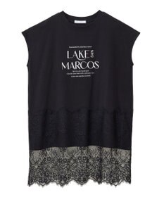 Green Parks フレンチスリーブ裾レースロゴチュニック