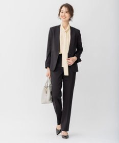 自由区 【洗える/UVケア/吸放湿性】シルクストレッチ ハイネックブラウス