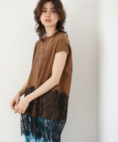 Green Parks フレンチスリーブ裾レースロゴチュニック