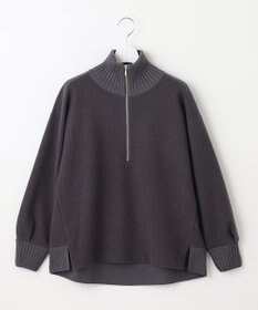 J.PRESS LADIES L ニードルパンチ ハーフジップ カットソー