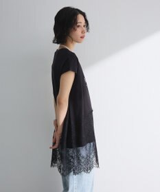 Green Parks フレンチスリーブ裾レースロゴチュニック