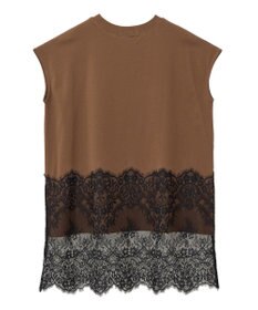 Green Parks フレンチスリーブ裾レースロゴチュニック