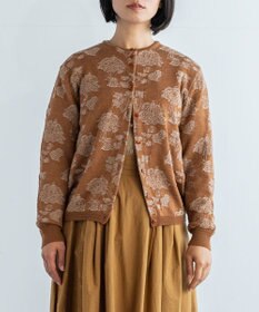 muuc 〈高品質スーパー120S極細ウールニット〉フラワージャカードのミドルゲージカーディガン