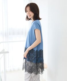 Green Parks フレンチスリーブ裾レースロゴチュニック