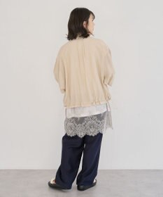 Green Parks フレンチスリーブ裾レースロゴチュニック