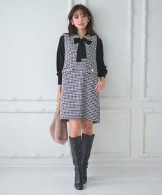 Feroux 【洗える】キーネックミディ ジャンスカ