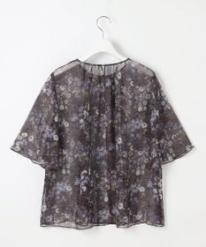 自由区 【セットアップ対応・洗える】ボタニカルフラワープリント ブラウス