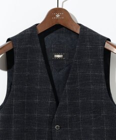 JOSEPH ABBOUD 【イタリア素材/軽量/ストレッチ】サマーツィードジャージーチェック プリント ベスト