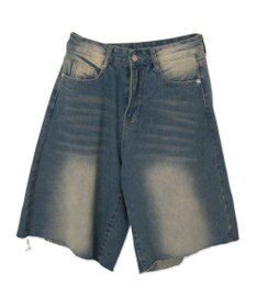 WEGO ウオッシュドデニムハーフパンツ