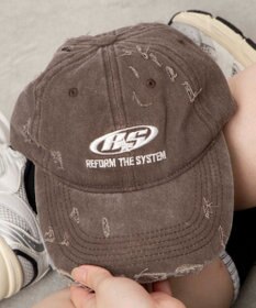 WEGO ダメージロゴ刺繍キャップ