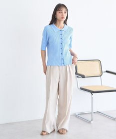 earth music&ecology ミニフリルポロカーディガン