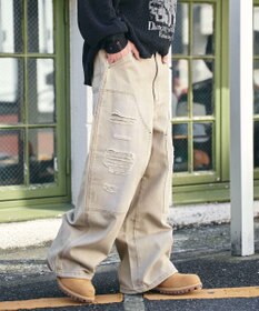 WEGO ダブルニーダメージデニムパンツ