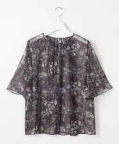 自由区 【セットアップ対応・洗える】ボタニカルフラワープリント ブラウス