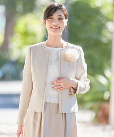 ANY SIS 【セットアップ対応】リップルボーダー ノーカラー ジャケット