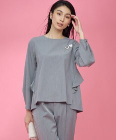 組曲 【KUMIKYOKU NAVY】ウーステッドライククロス フリルブラウス