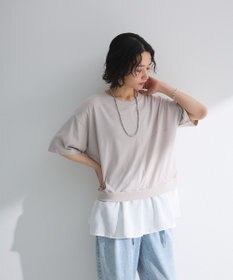 Green Parks 裾フリルドッキング５分袖プルオーバー