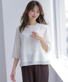 J.PRESS LADIES S 【一枚で着映え】幾何オパール プルオーバー ブラウス