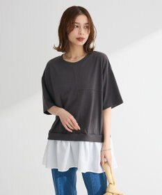 Green Parks 裾フリルドッキング５分袖プルオーバー