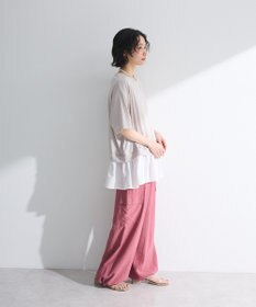 Green Parks 裾フリルドッキング５分袖プルオーバー