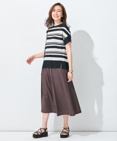 自由区 【洗える】クレープストレッチボーダー ニット