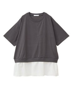 Green Parks 裾フリルドッキング５分袖プルオーバー