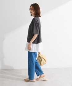 Green Parks 裾フリルドッキング５分袖プルオーバー