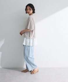 Green Parks 裾フリルドッキング５分袖プルオーバー