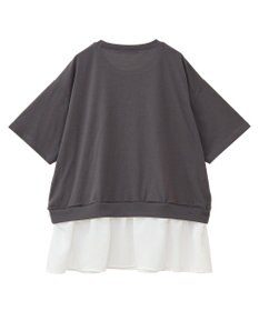 Green Parks 裾フリルドッキング５分袖プルオーバー