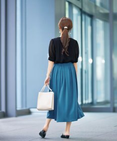 Tiaclasse L 【洗える】ドビーシフォンパフスリーブブラウス