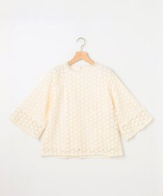 組曲 S 【WEB限定】フラワーレース袖フレア ブラウス