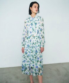 GRACE CONTINENTAL グラデフラワープリントワンピース