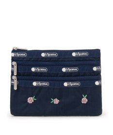 LeSportsac 3ZIP COSMETIC/ピンクローズエンブロイダリー