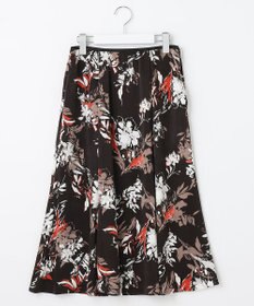 自由区 【洗える】ブラッシュドフラワープリント フレアスカート