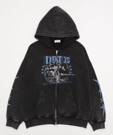 WEGO 【ユニセックス着用ITEM/MLサイズ展開】パウダーブリーチグラフィックZIPパーカー