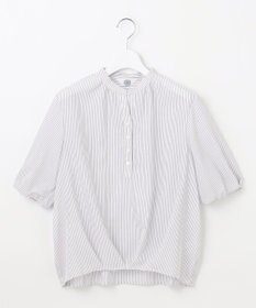 J.PRESS LADIES L 【洗える】ドビー強撚ストライプ コクーンシルエット ブラウス