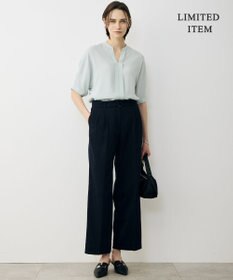 ICB L 【先行予約・WEB限定】BackSatinAmunzen 5分袖キーネックブラウス