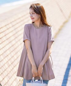 Tiaclasse 【新色追加・洗える】サイドプリーツチュニックブラウス