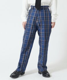 WEGO 【SCHOOLITEM】メンズスクールチェックセミワイドスラックス
