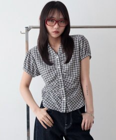 WEGO コンパクトギャザーチェックシャツ
