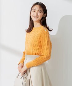 組曲 【ビジューボタン付き】SOBANE ケーブルプルオーバー ニット