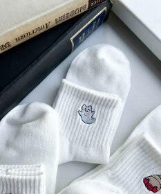 WEGO アニマル刺繍アンクル底パイルソックス