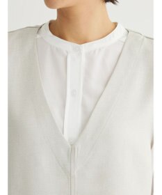 Green Parks ＳＥＴ２点Ｖネックベスト＋７分袖ミディシャツワンピース