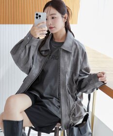 WEGO ヴィンテージライクFレザーブルゾン